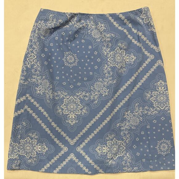 Ann Taylor Blue Bandana Print Skirt Women’s Size 6 Casual Boho Summer - Picture 1 of 7